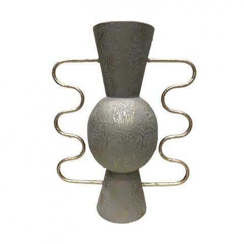 ΜΕΤΑΛΛΙΚΟ ΒΑΖΟ ΓΚΡΙ/ΜΠΕΖ ΜΕ ΧΡΥΣΑ ΧΕΡΟΥΛΙΑ ZEN COLLECTION 51553